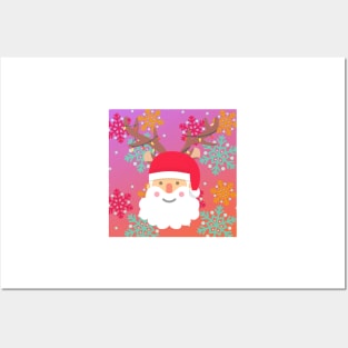 Reindeer Santa Posters and Art